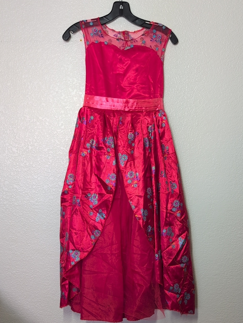 👸🏼 Disney Elena Of Avalor Girls' Floral High-Low Costume Princess Dress - Red